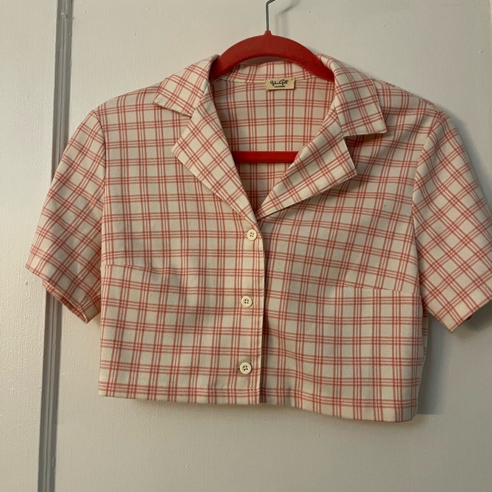 John Galt Pink Button Up Vest Shirt